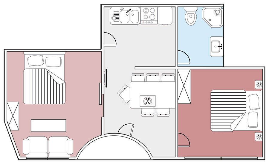 Grundriss von Appartement 2 im Ambiente Appartements